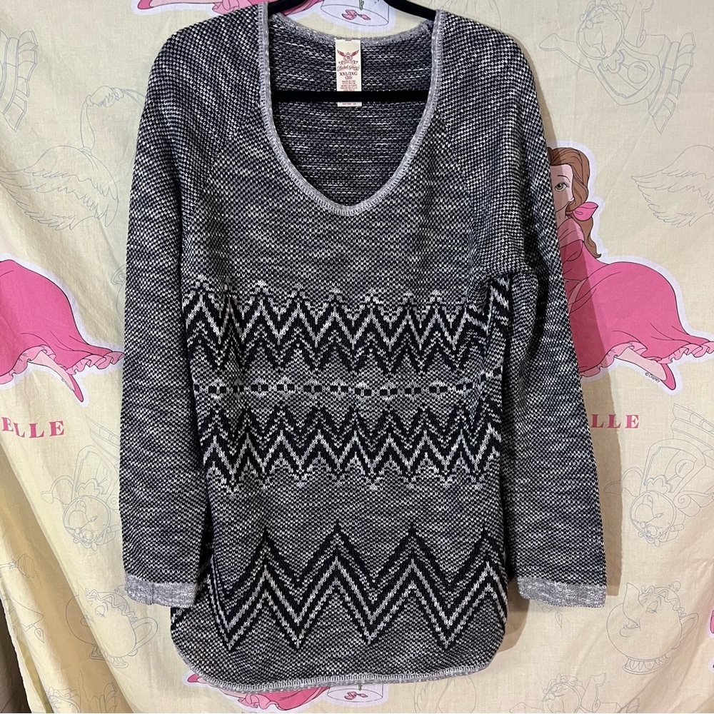 Faded Glory Black and Gray Knit Sweater